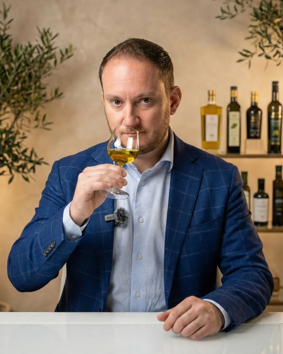 Dario Masciaga assaggia un olio extravergine